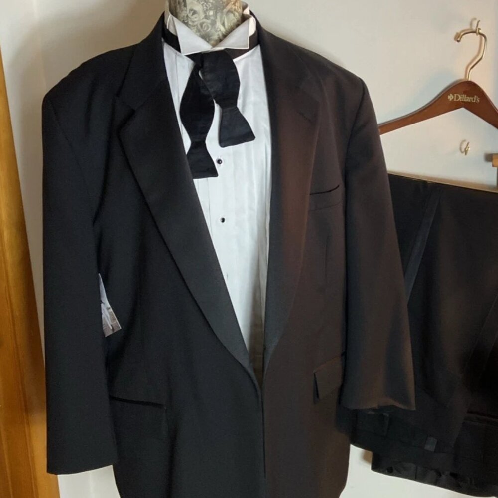 Brooks Brothers Brooksease Black Formal Wool Tuxedo Suit 50R Pants 48x28
